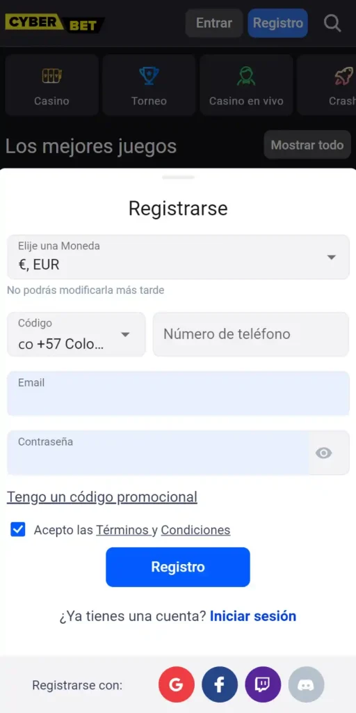 Cómo iniciar sesión en Cyber bet